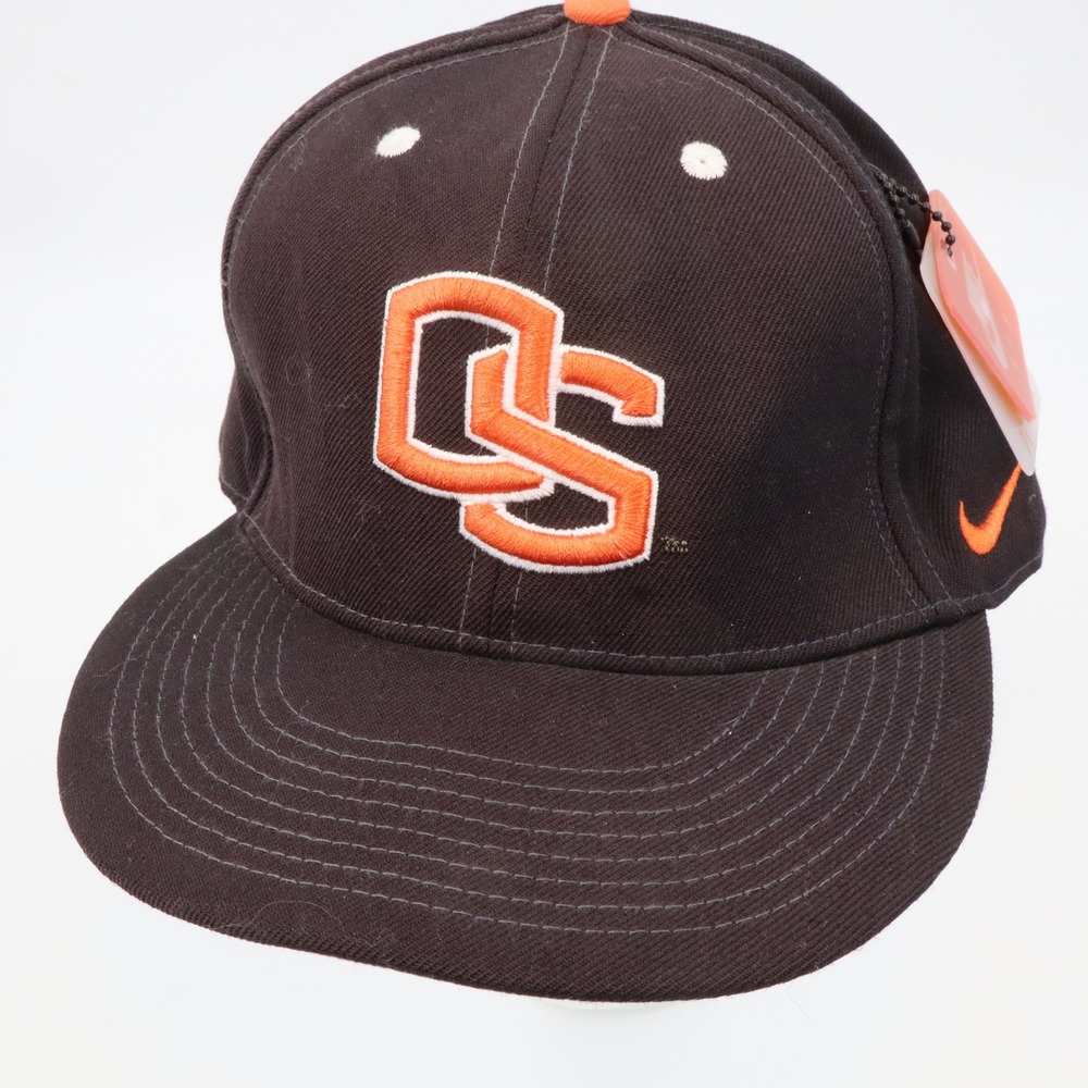Nike 643 Oregon State Beavers Fitted Baseball Cap Mens 7 7/8 Black Orange Logo